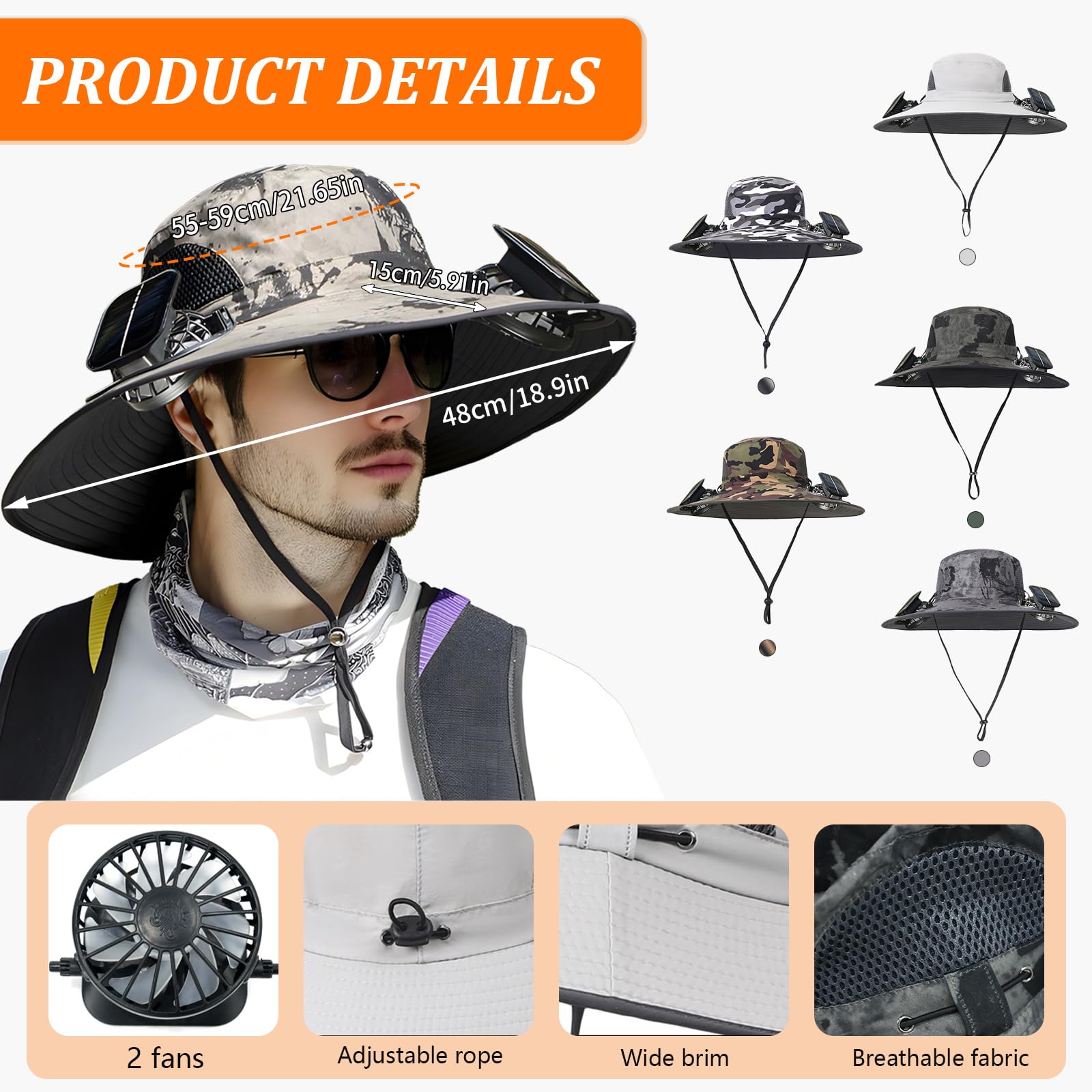 Wide brim provides UPF50+ sun protection for face and neck