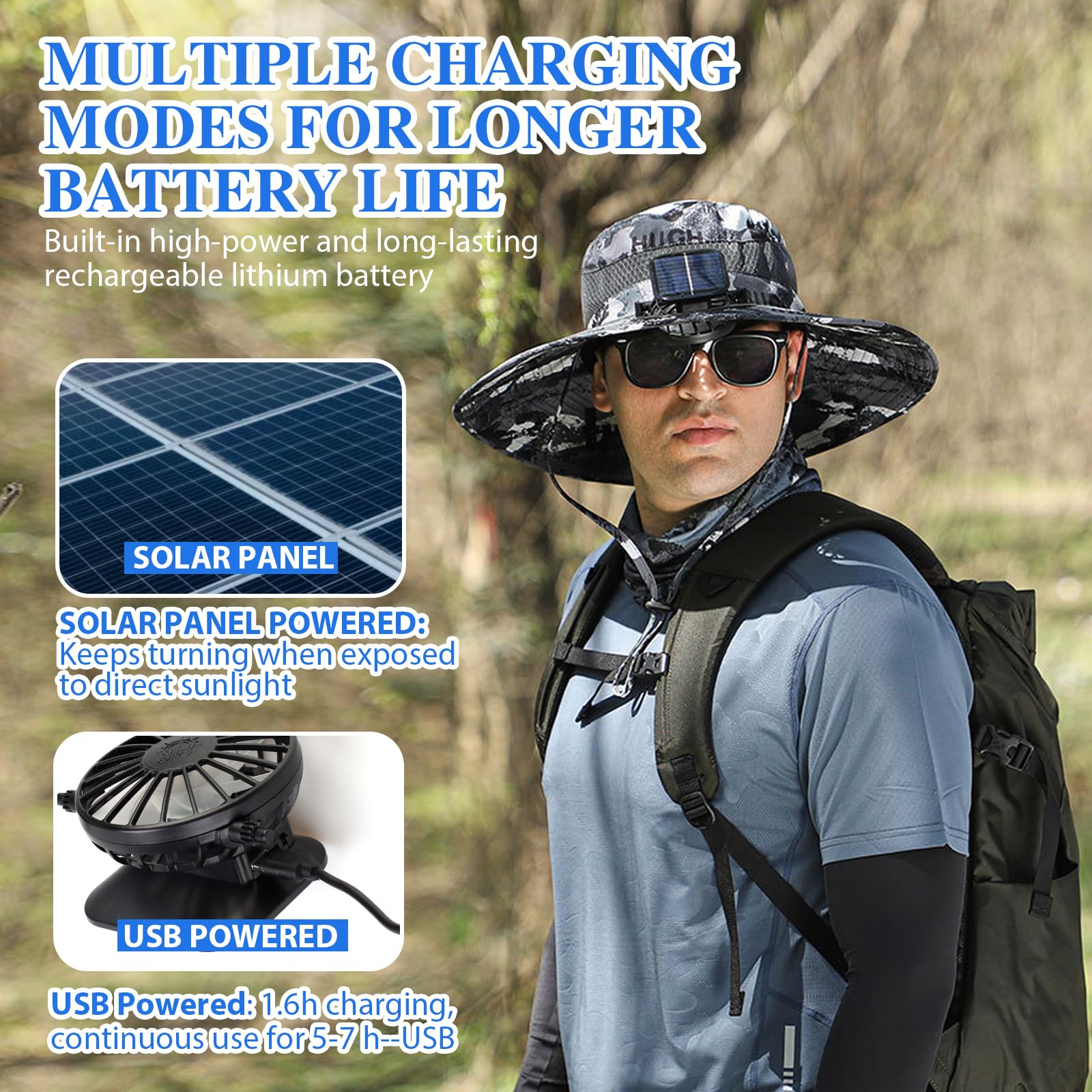 Built-in solar fans visible powering on sunlight