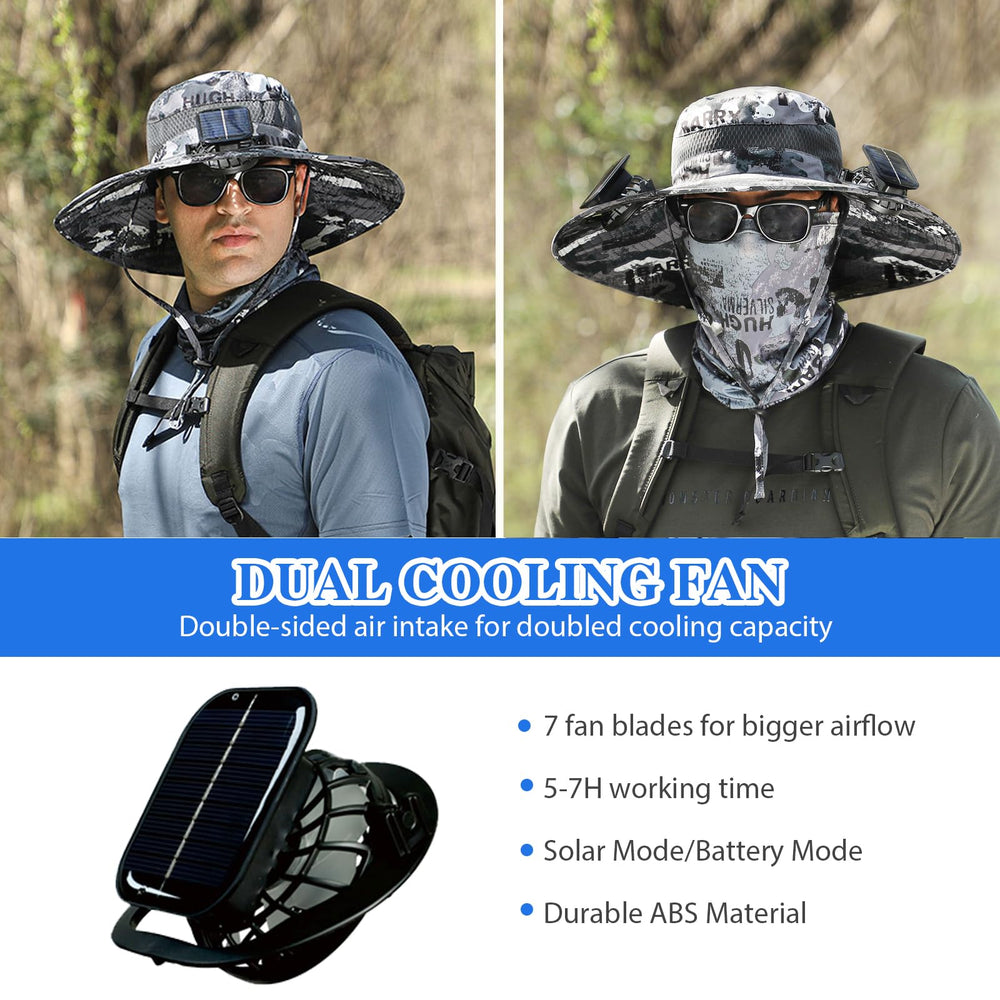 Lightweight breathable outdoor solar fan hat