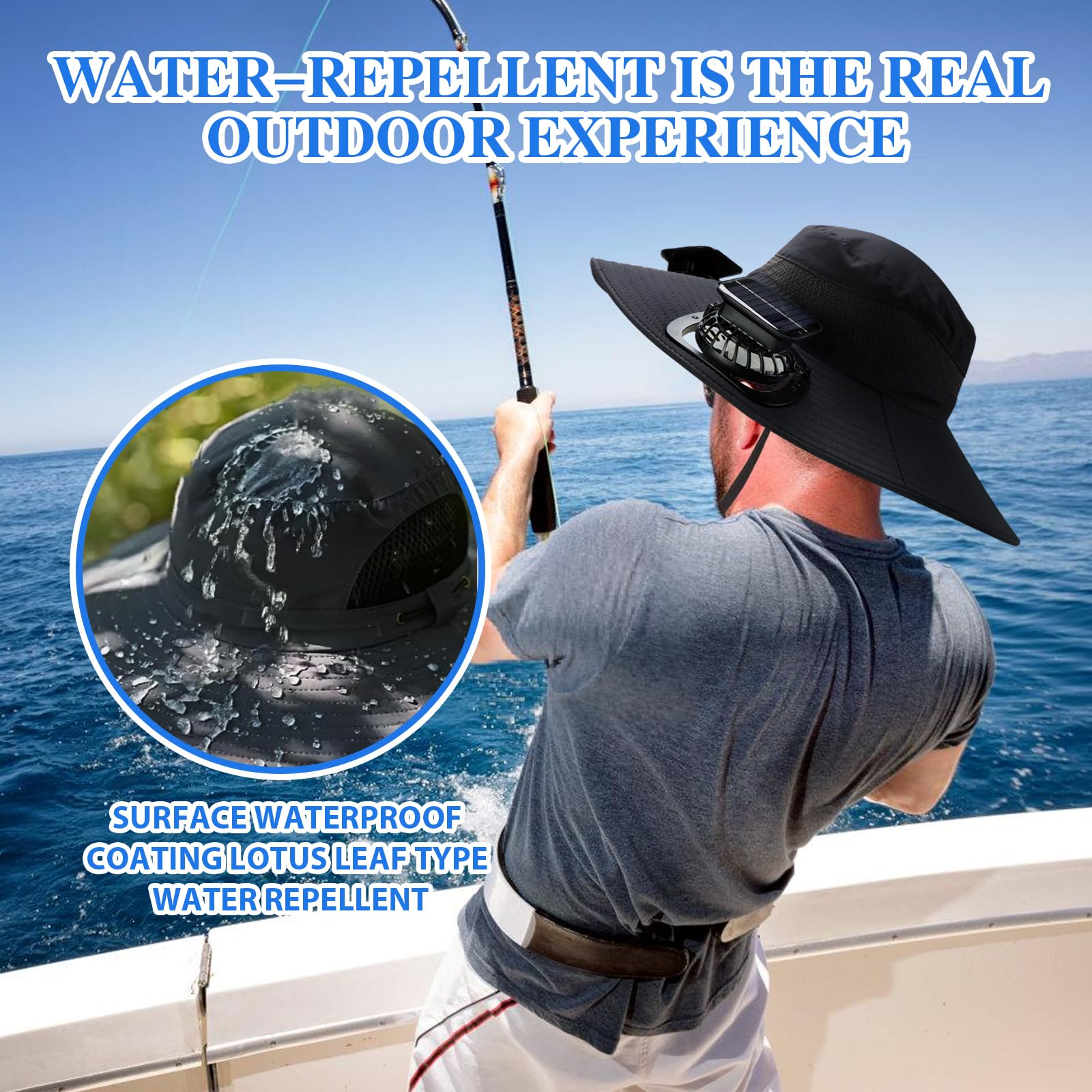 Packable, compact Solar Fan Hat for travel