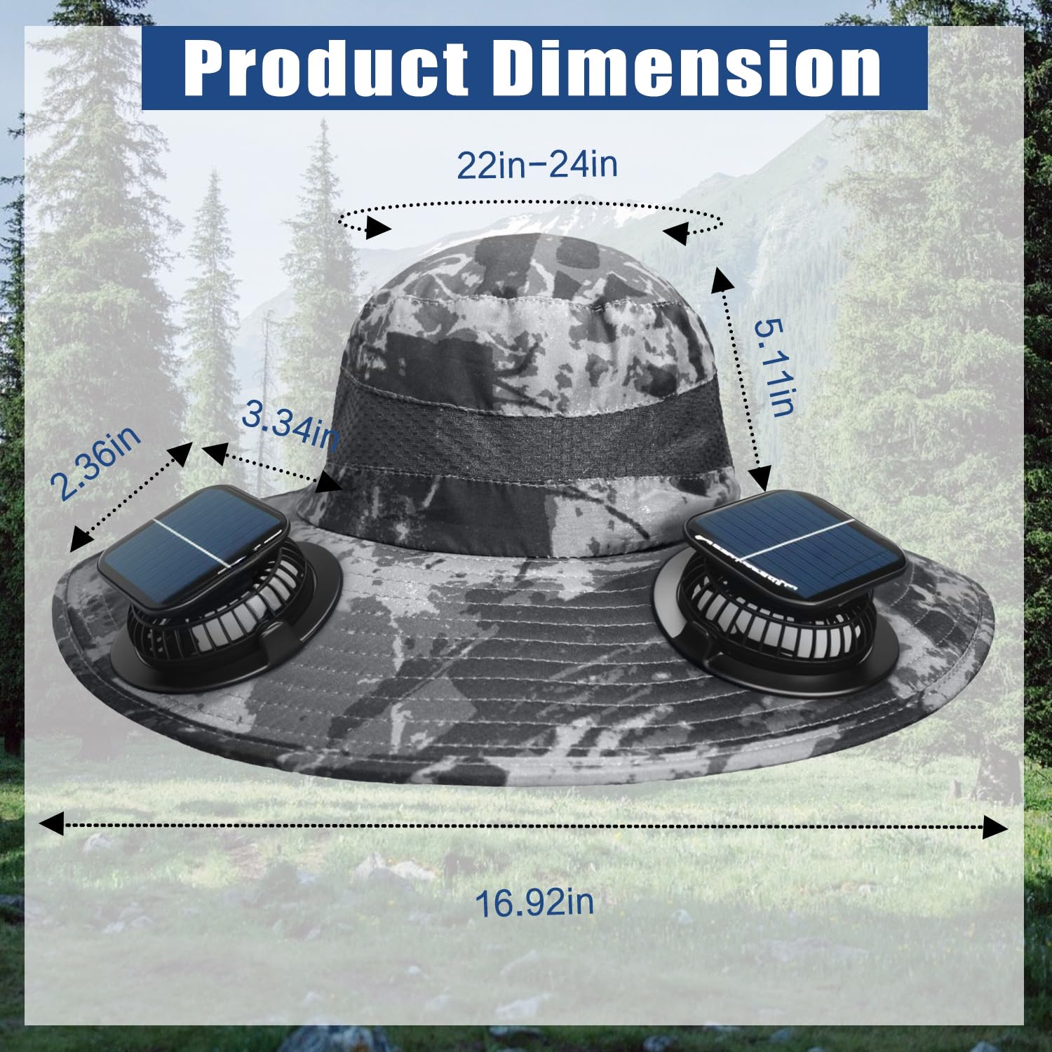 Side view showing wide 17-inch brim and UPF50+ fabric