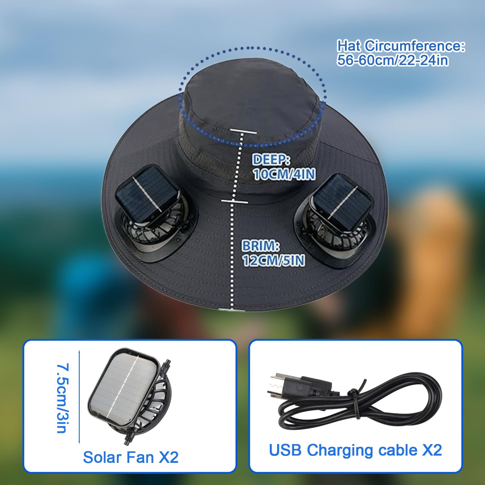 Side view showing wide brim and UPF50+ fabric