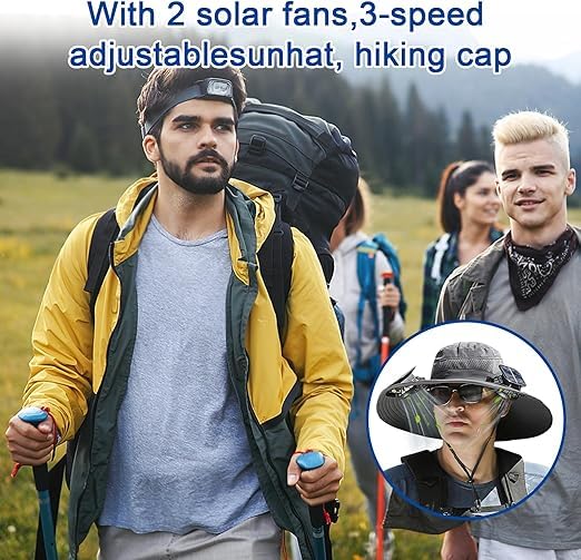 Model wearing black hat while hiking outdoors