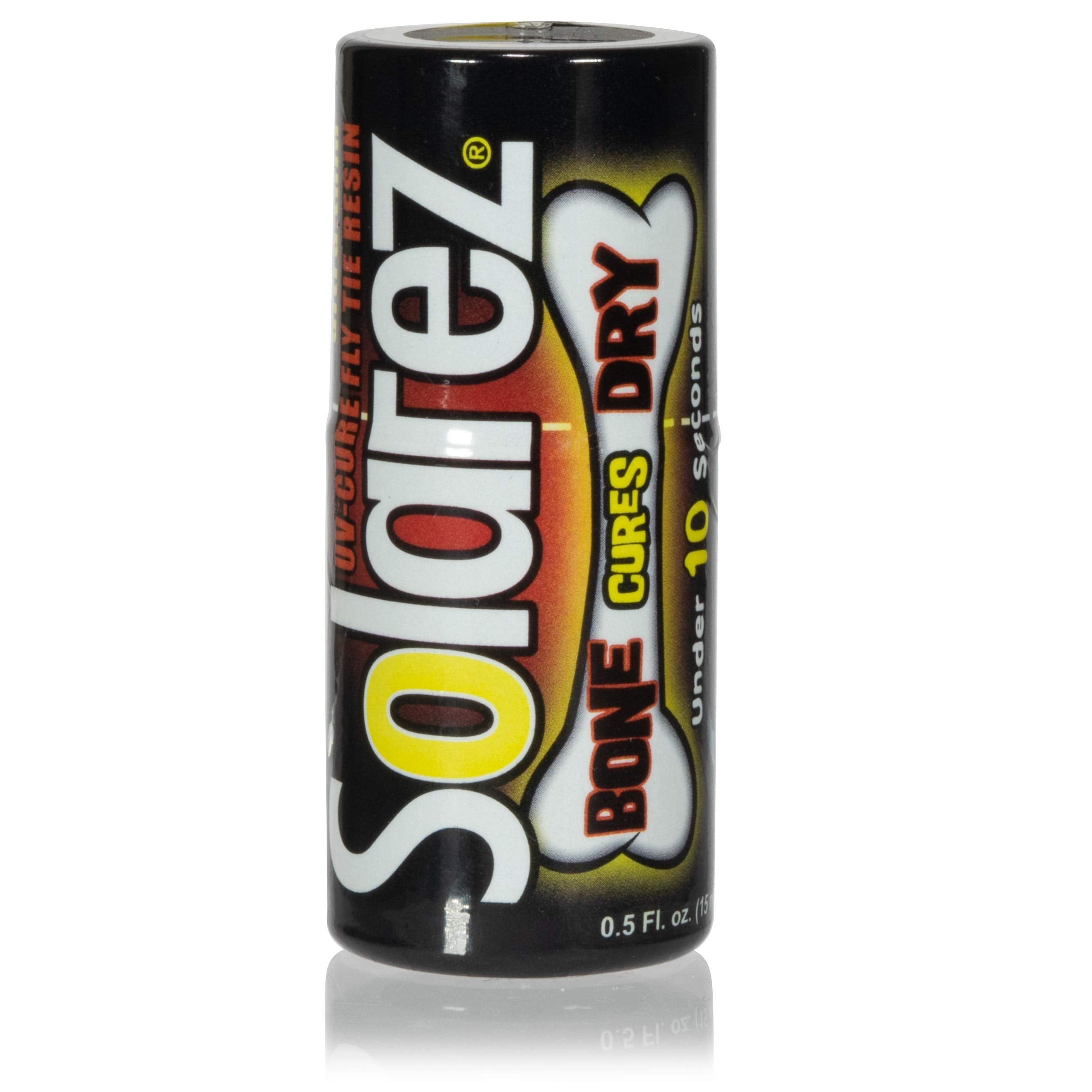 Solarez Bone Dry Clear bottle viewed up close, highlighting clear finish and fast results.