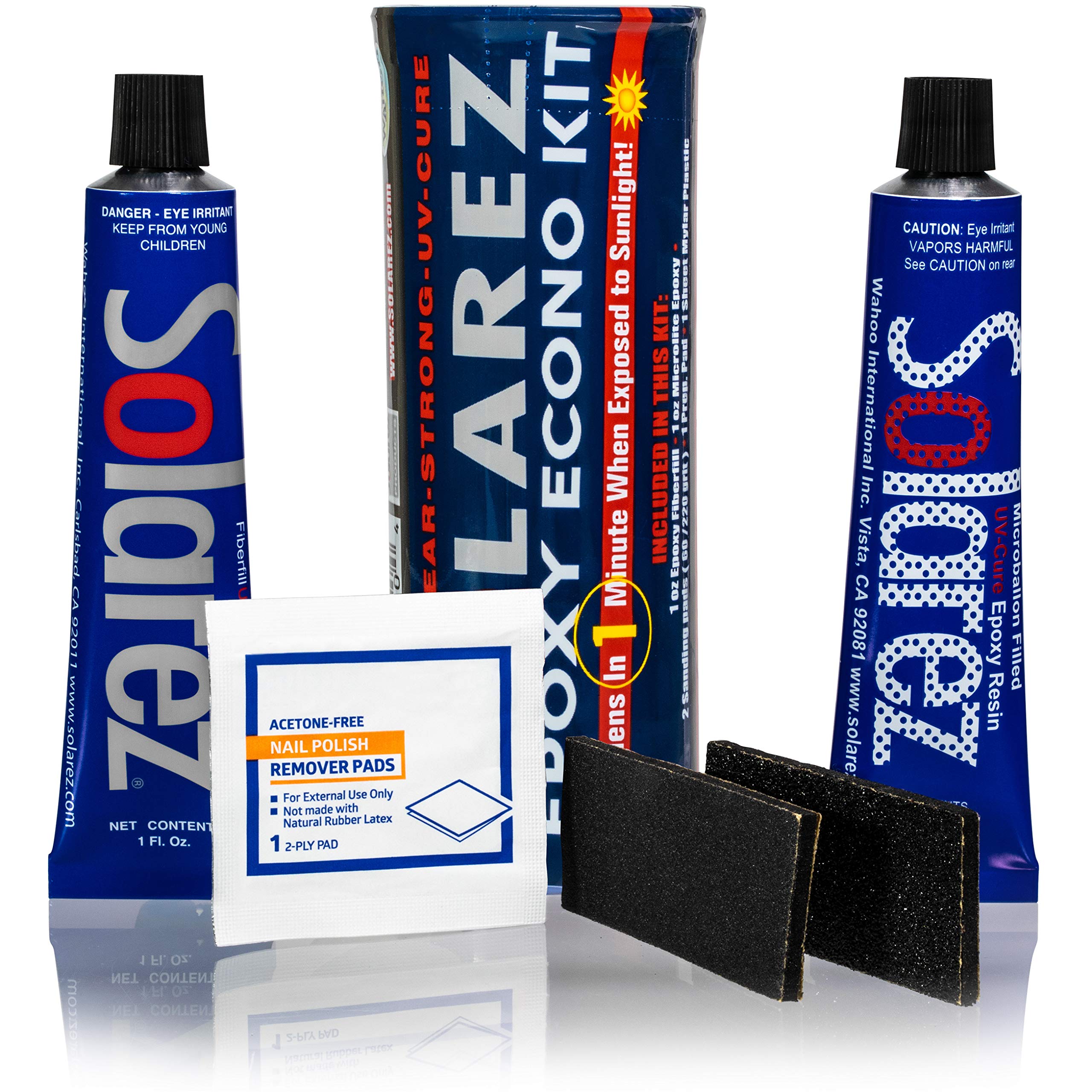 SOLAREZ Epoxy Econo Gift Kit demonstrates UV cure capability for quick on-site repairs.