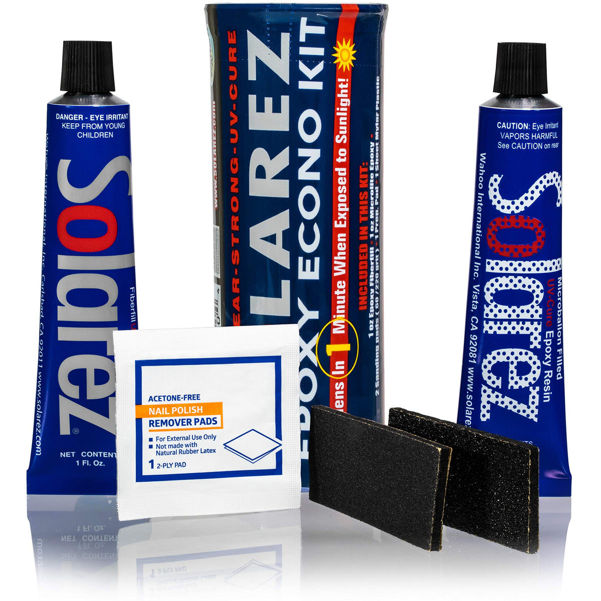 SOLAREZ Epoxy Econo Gift Kit demonstrates UV cure capability for quick on-site repairs.
