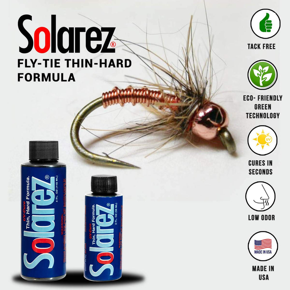 SOLAREZ cures in seconds under UV, enabling quicker fly head creation.