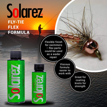 SOLAREZ Fly-Tie Flex clear formula highlights a cleaner, more realistic fly finish.