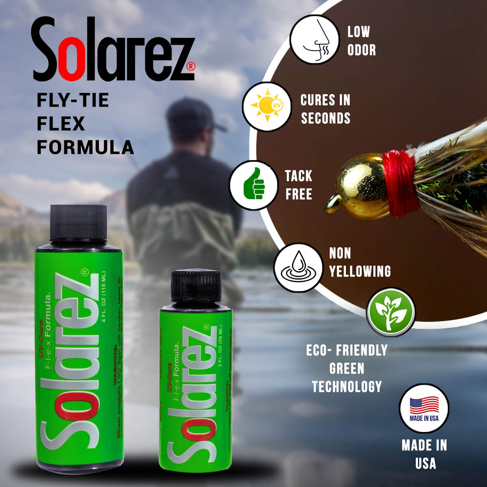SOLAREZ Fly-Tie Flex low odor resin reduces fumes during tying sessions.