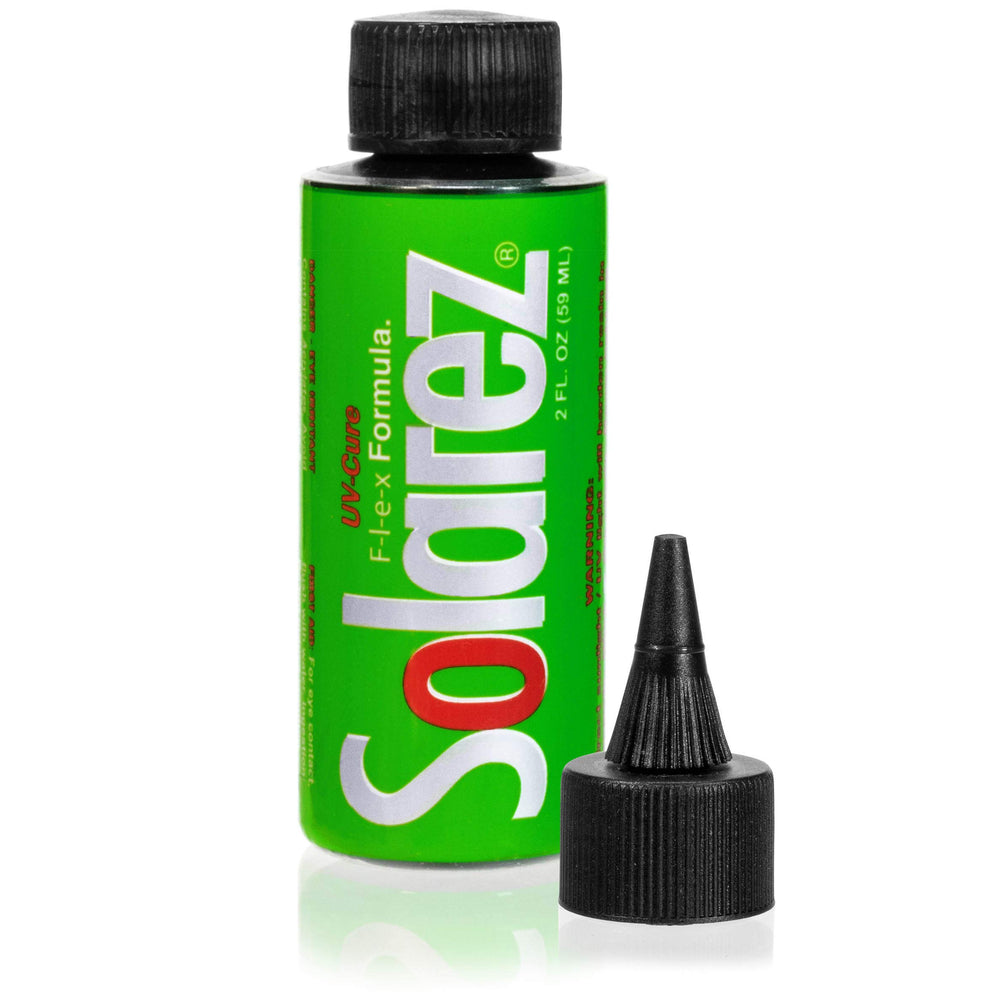 SOLAREZ Fly Tie Flex bottle for precise knot coating and durability.