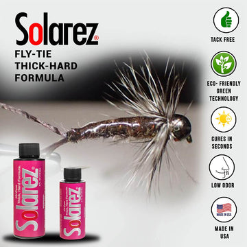 SOLAREZ Fly Tie Thick Hard label—trusted brand for quick UV cures.