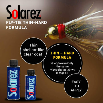 Solarez thin hard coating is brushed on a fly for a clear finish.