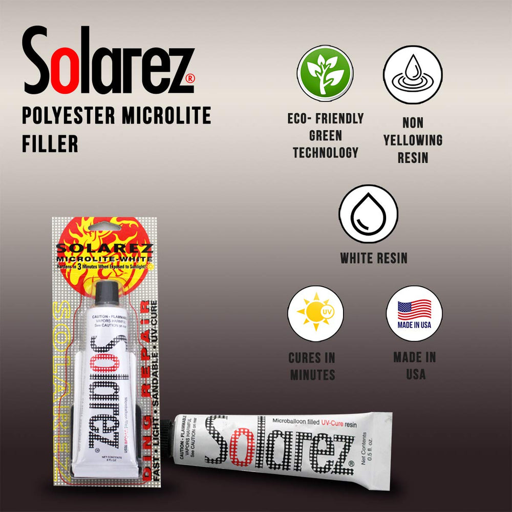 Solarez Microlite spreader card smoothing a repair fill