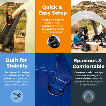 SOLI Air Canopy backpack portability enables easy travel and setup.