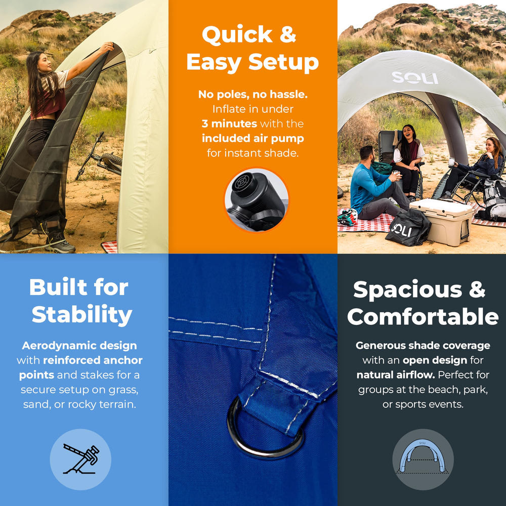 SOLI Air Canopy backpack portability enables easy travel and setup.