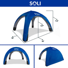 SOLI Air Canopy inflated for instant shelter at park or campsite.