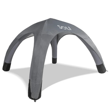 SOLI Inflatable Shade Air Canopy with pump demonstrates quick shade setup for outdoor fun.