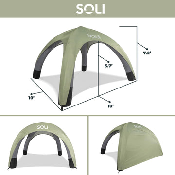 SOLI self-inflating canopy with pump enables quick setup for outdoor shade.