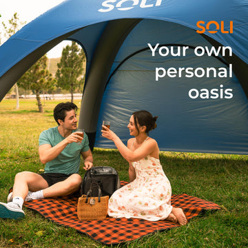 SOLI self-inflating setup saves time and effort for outdoor shade.