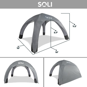SOLI UPF 50+ fabric shade provides sun protection during beach or park outings.