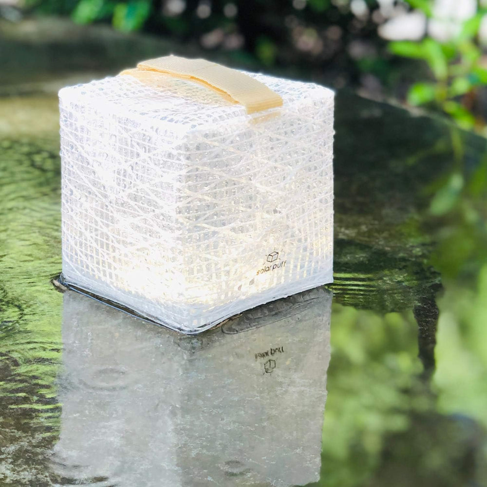 Solight Design SolarPuff lantern with light sensor for automatic dusk illumination.
