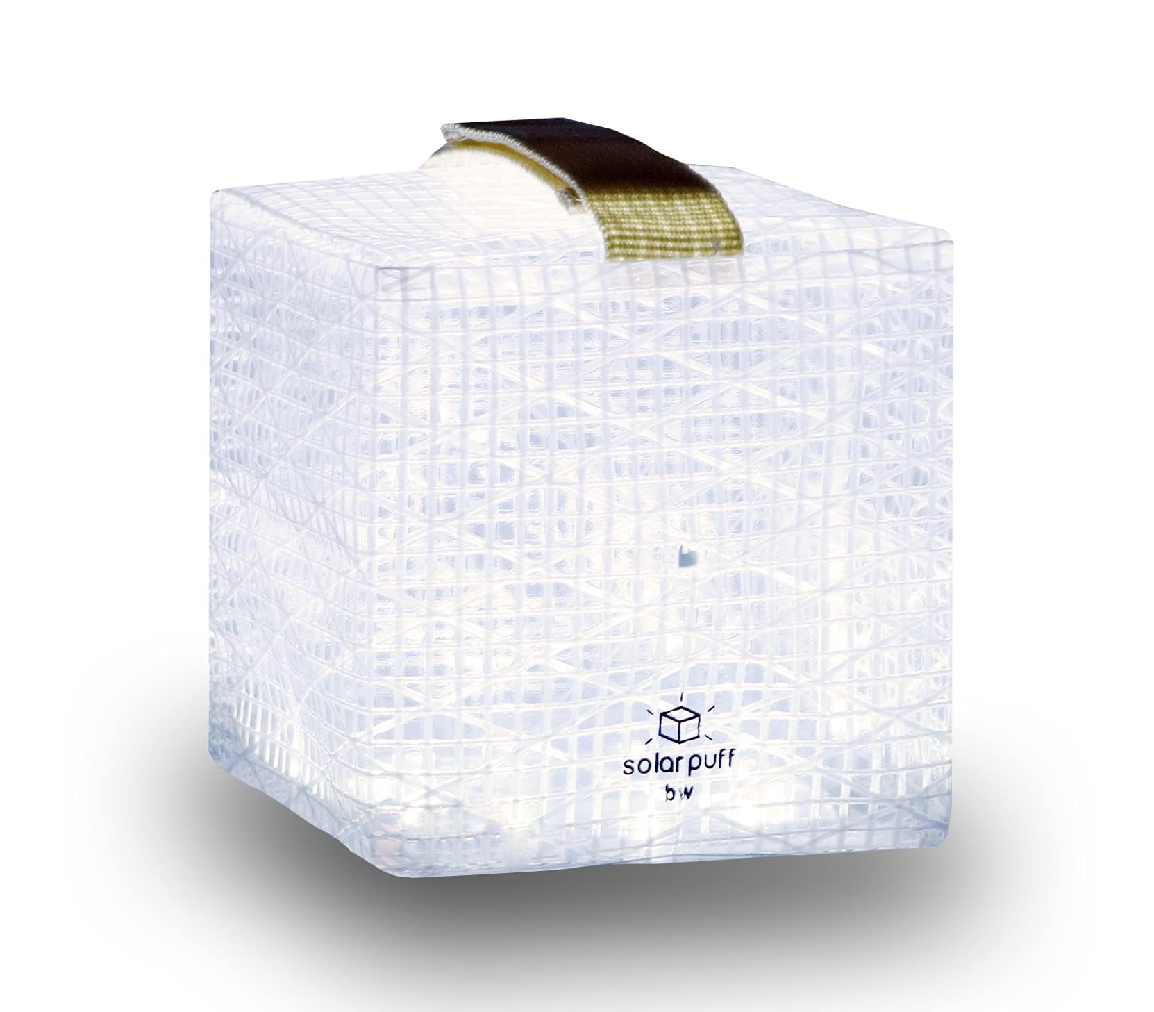 Solight Design SolarPuff lantern in collapsed form for easy packing and portability.