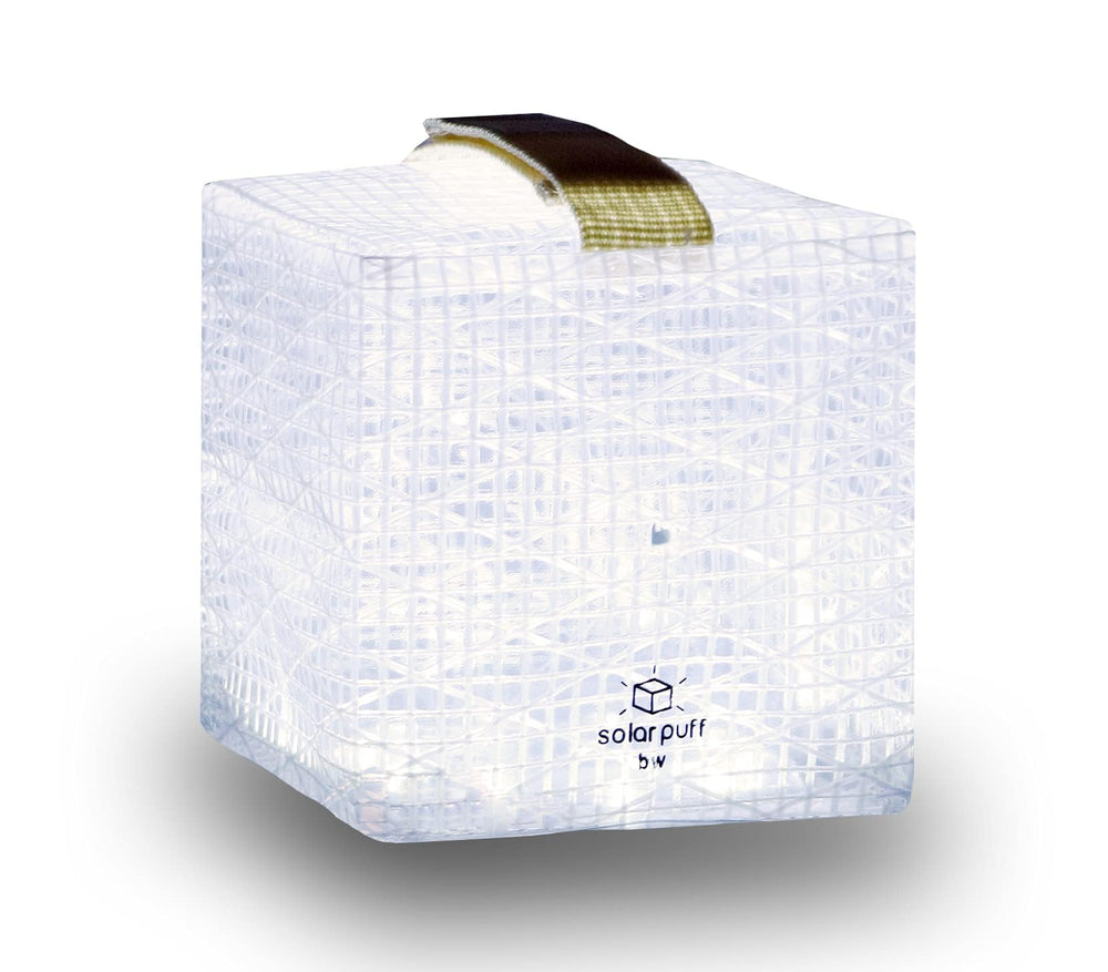 Solight Design SolarPuff lantern in collapsed form for easy packing and portability.