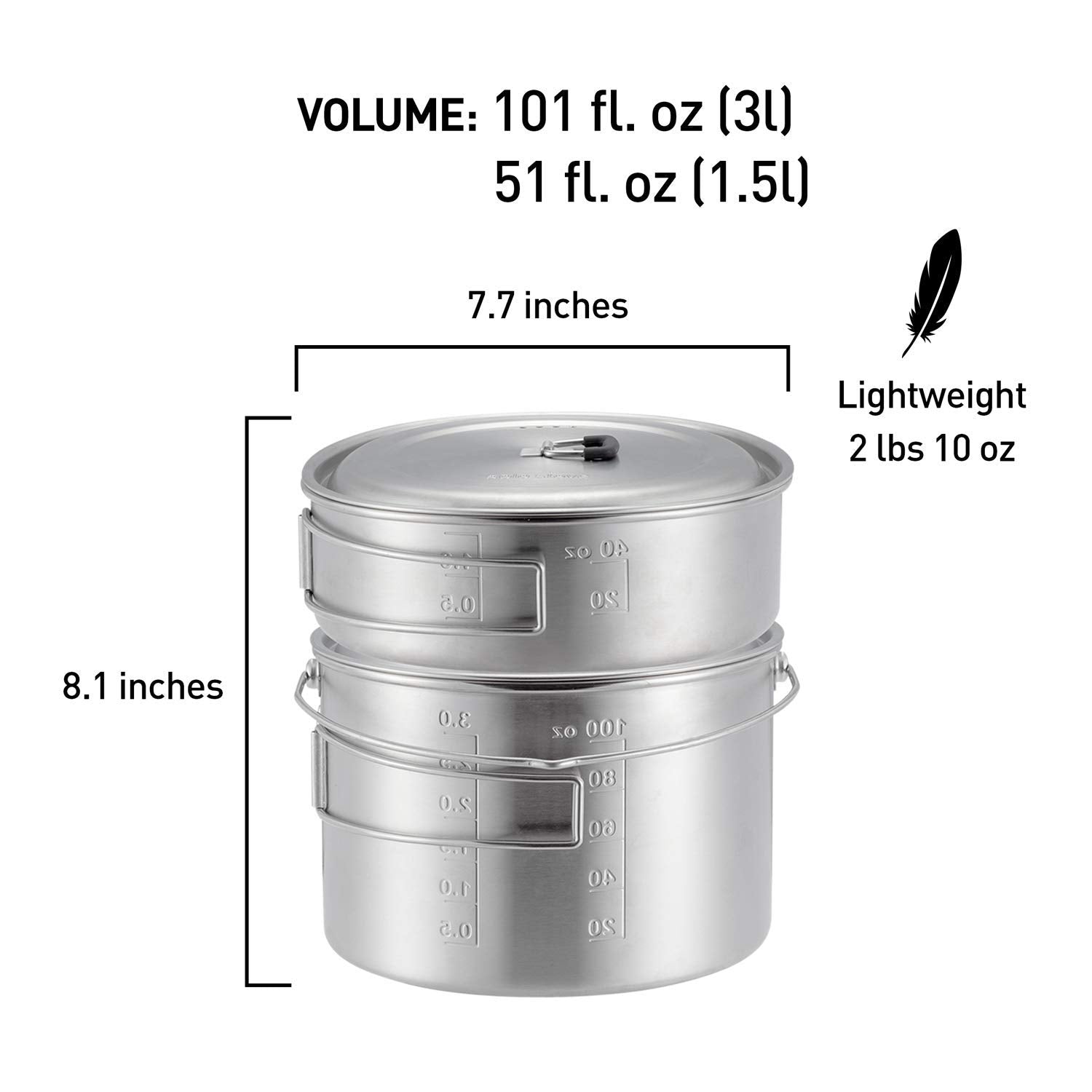 Solo Stove 2 Pot Set silicone tabs ease lid handling.
