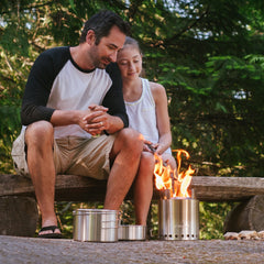 Solo Stove campfire top view highlights compact design for backpacking efficiency.