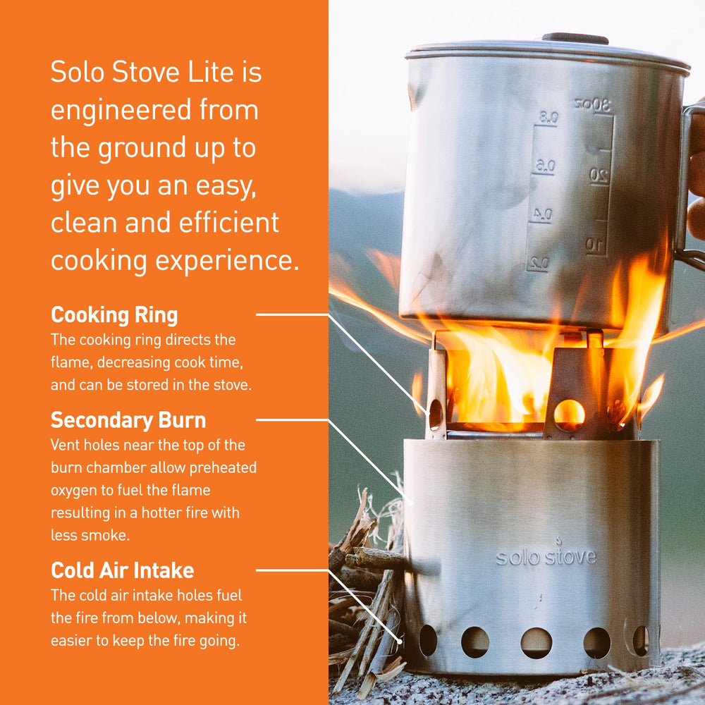 Solo Stove Lite double-wall design minimizes smoke during cooking