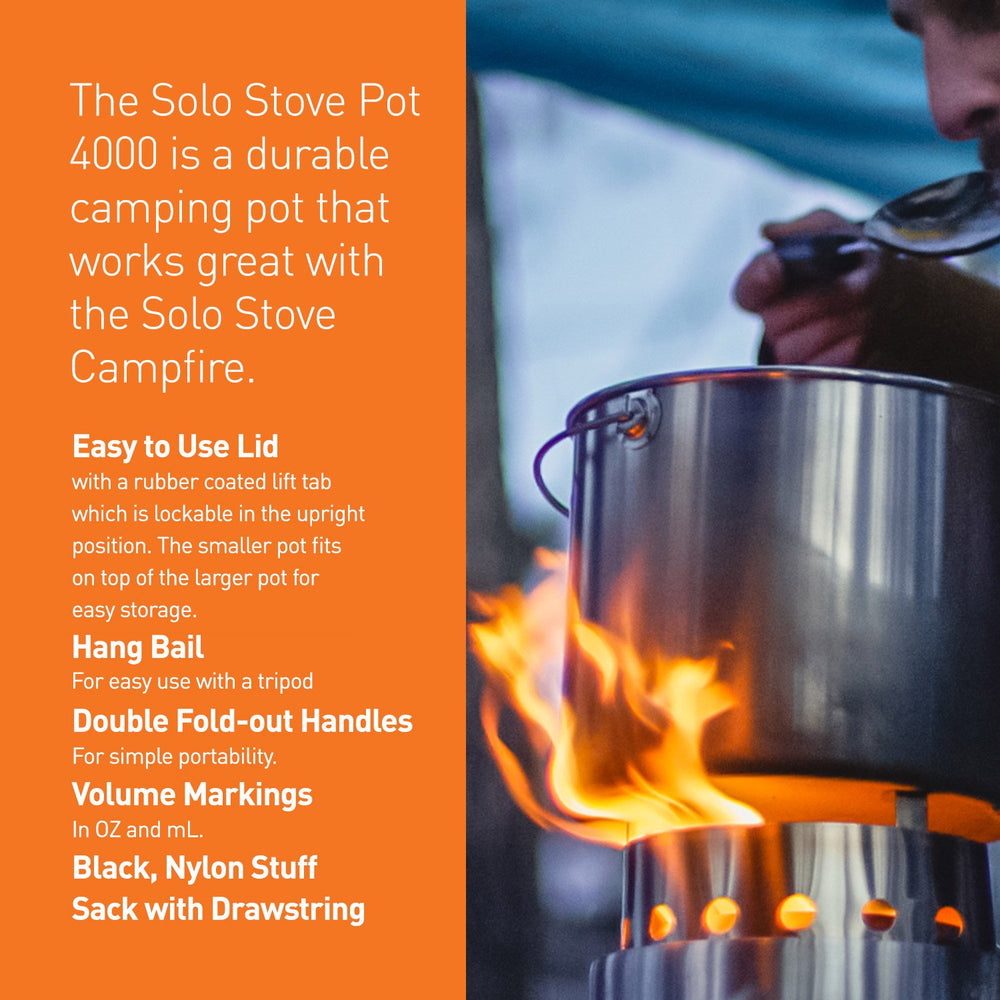 Solo Stove Pot 4000 nests with Campfire for space-saving setup.