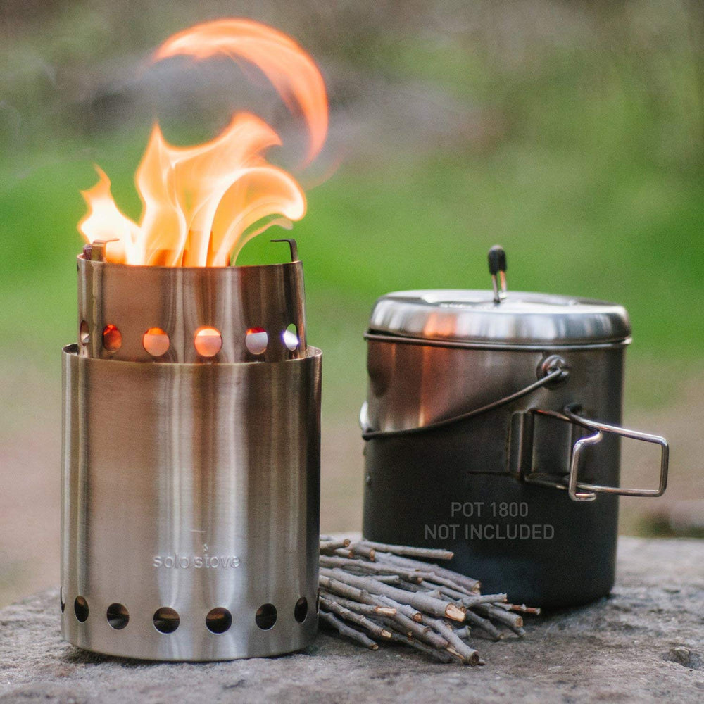 Solo Stove Titan durable stainless steel construction on rugged trail