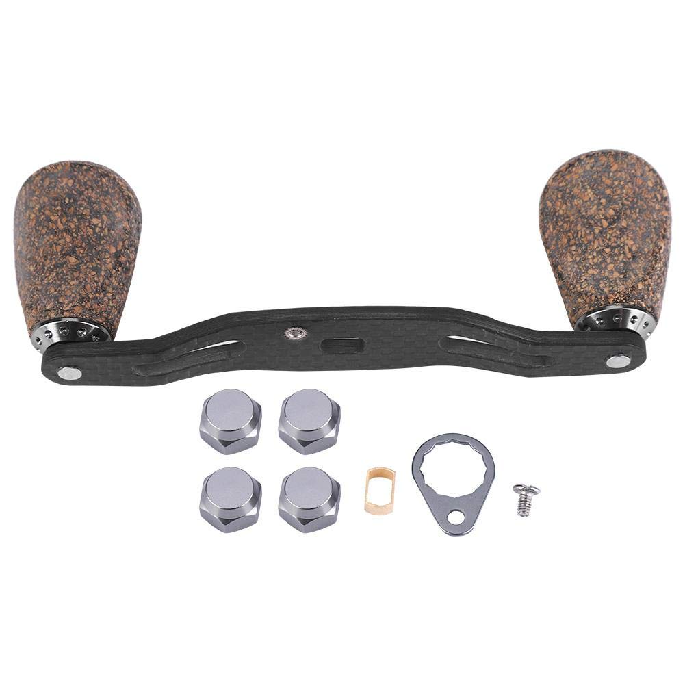 SolUptanisu carbon fiber reel handle with wood knob frame for durable reel upgrades