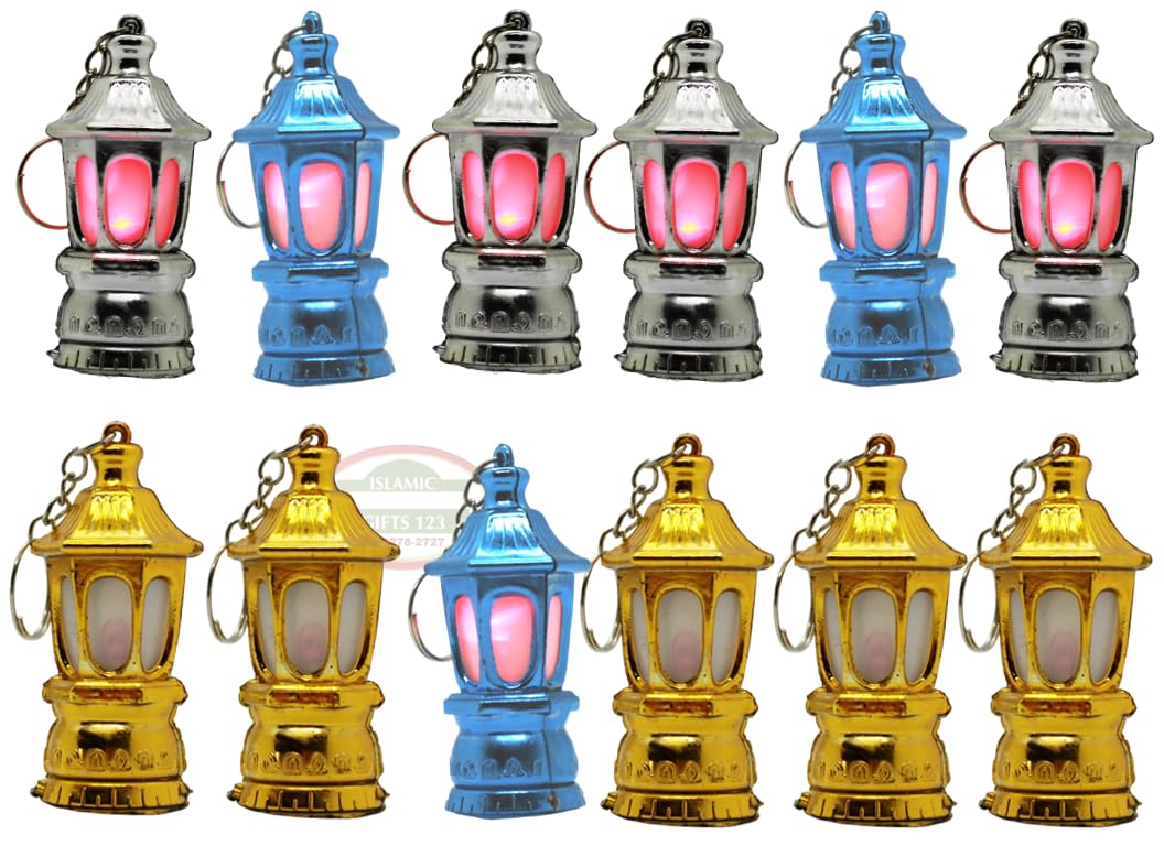 SOLUSTRE 40Pcs LED Keychain Lantern in Ramadan palace style for festive lighting on the go.