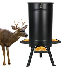 Solution4Patio deer feeder assembly on uneven ground for quick setup.