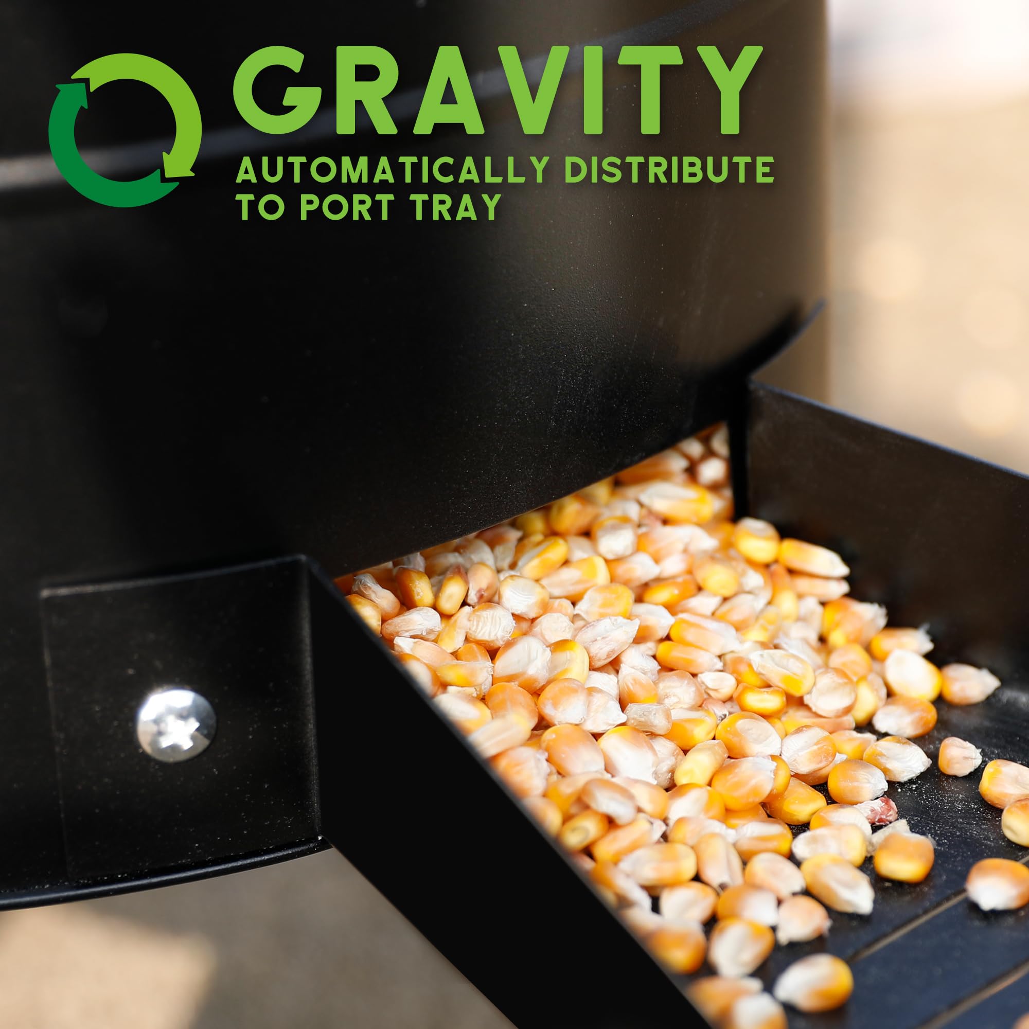 Solution4Patio gravity-flow deer feeder demonstrates controlled feed delivery.