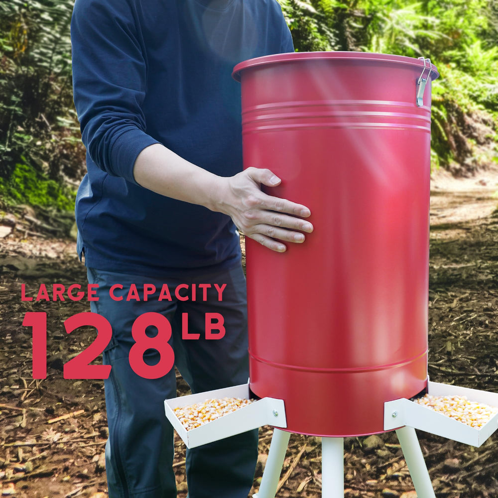 Solution4Patio feeder lid lock red prevents paw access and keeps corn dry