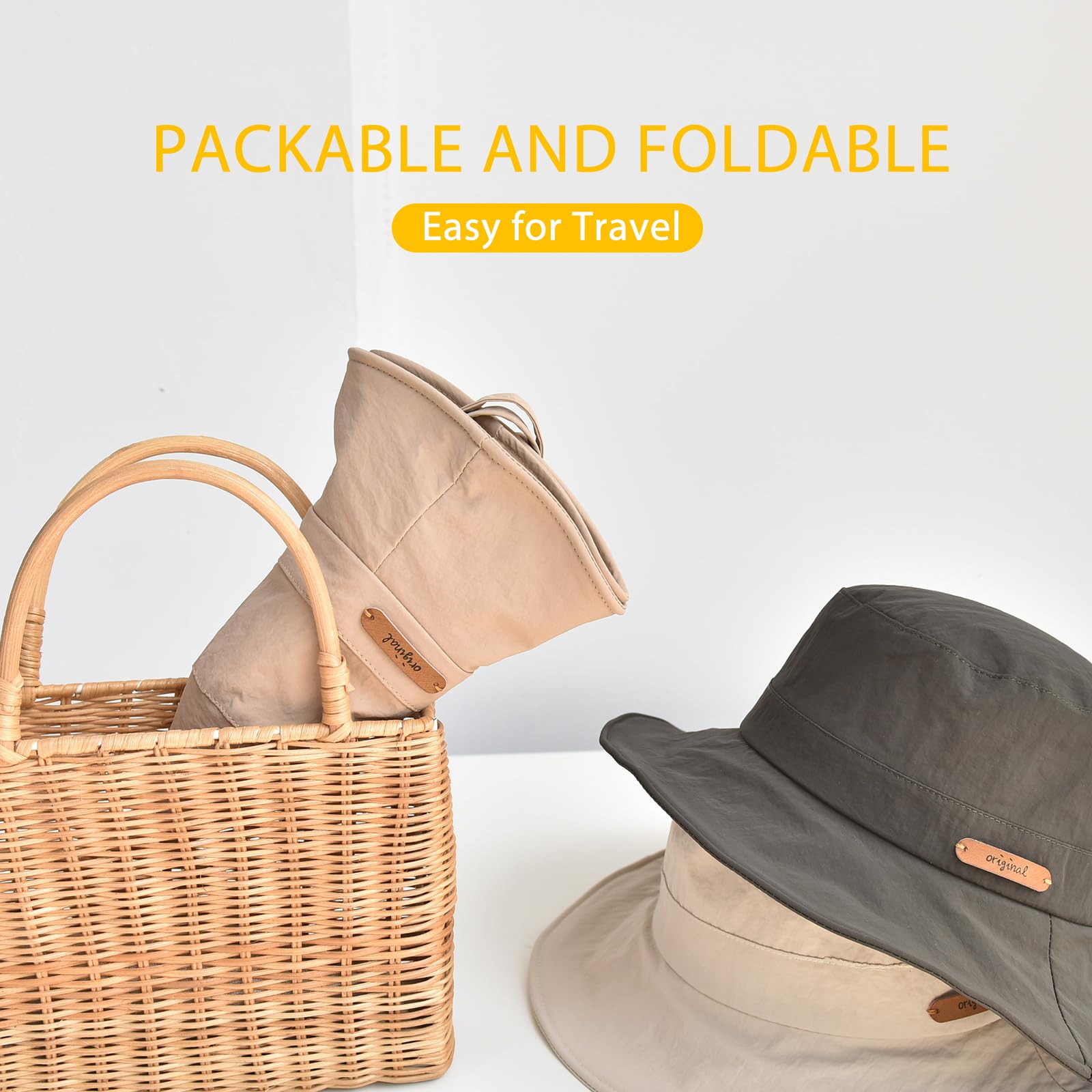 Detachable chin strap on SOMALER outdoor sun hat for windy days