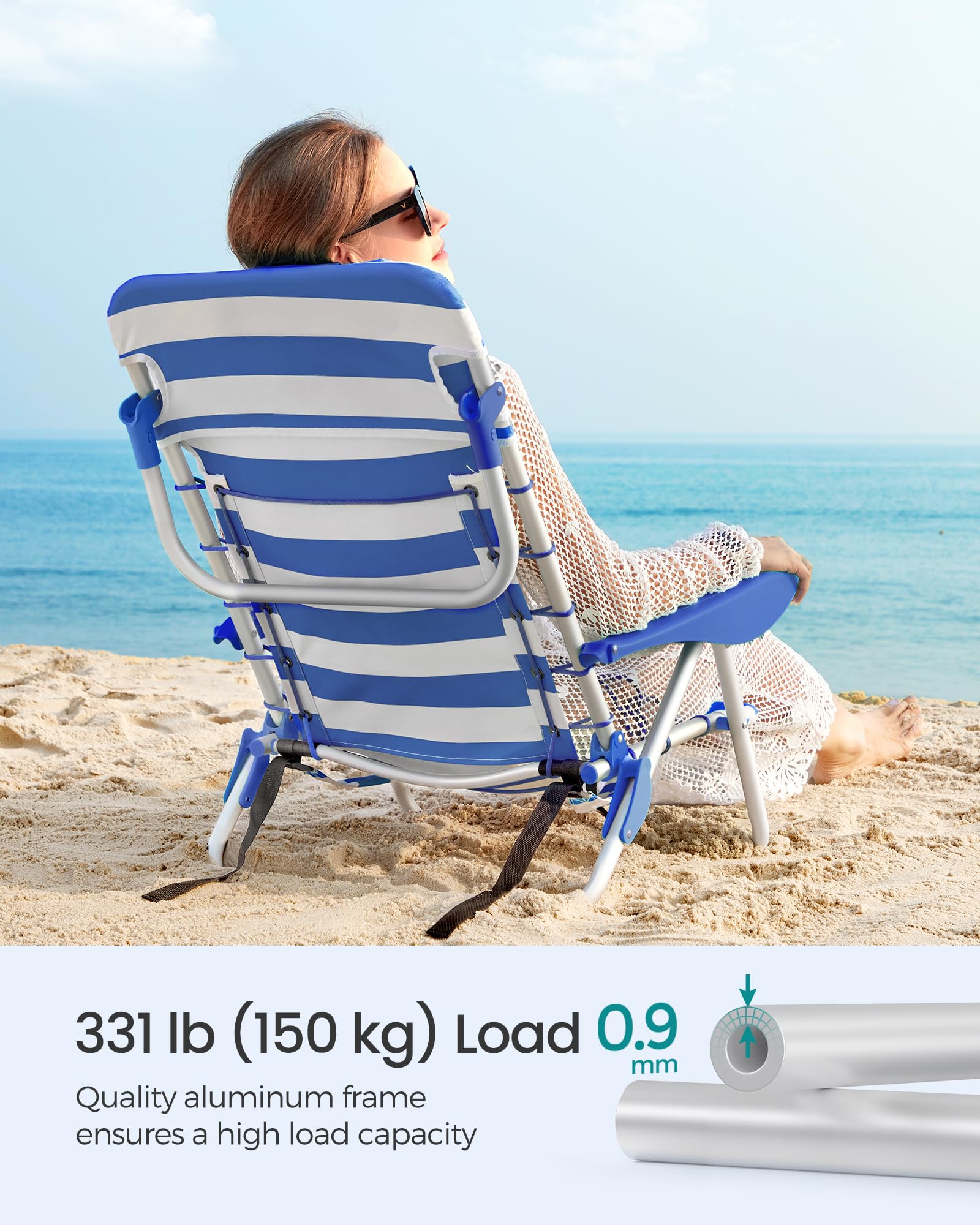 Songmics blue and white UGCB62BU design suits casual outdoor spots.