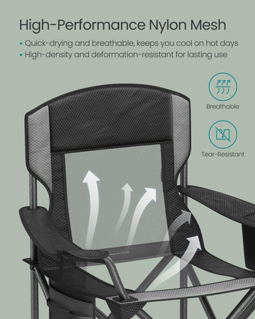 SONGMICS camping chair folds with carry bag and shoulder strap for easy transport