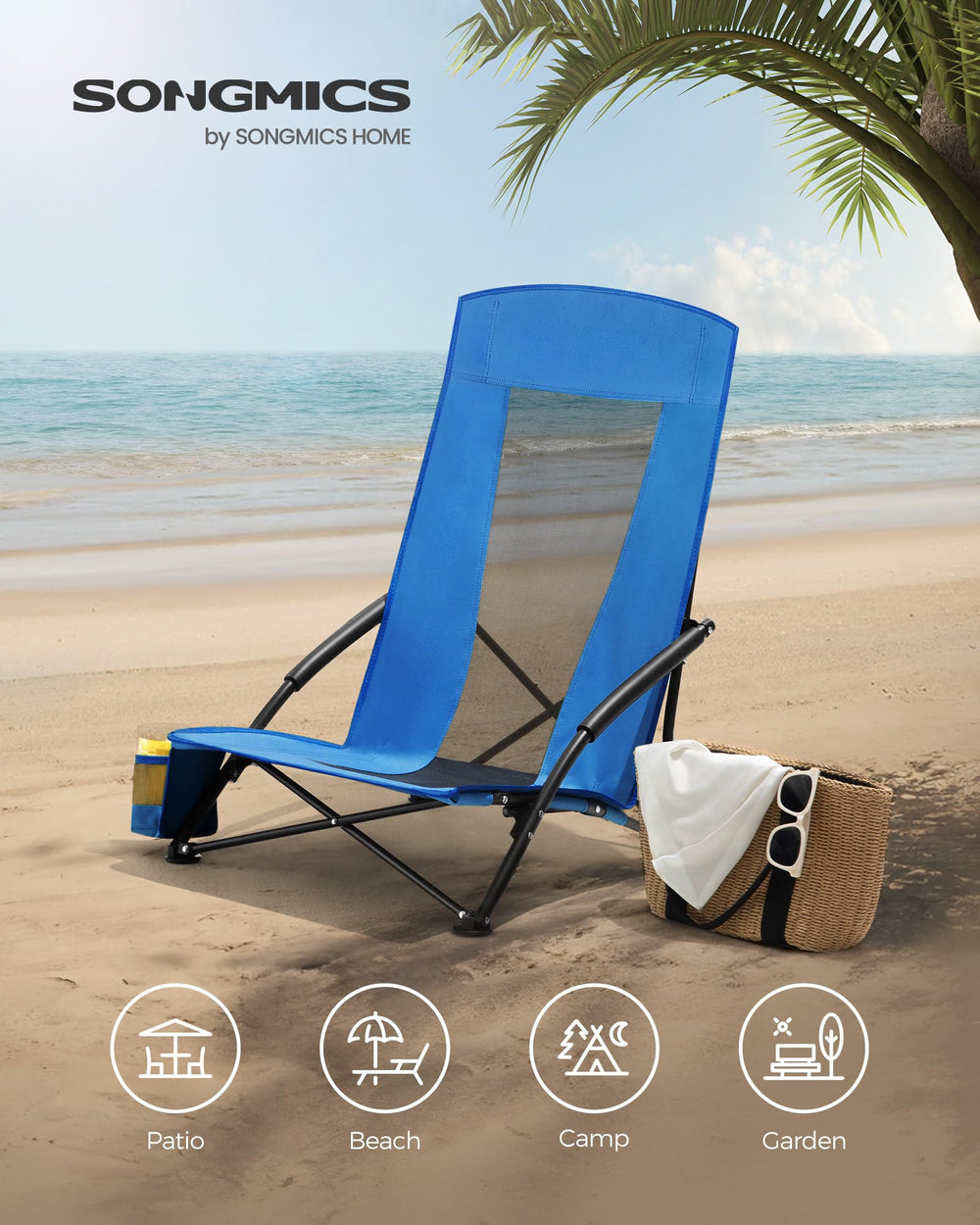 SONGMICS portable chair folds compactly for effortless packing and transport.