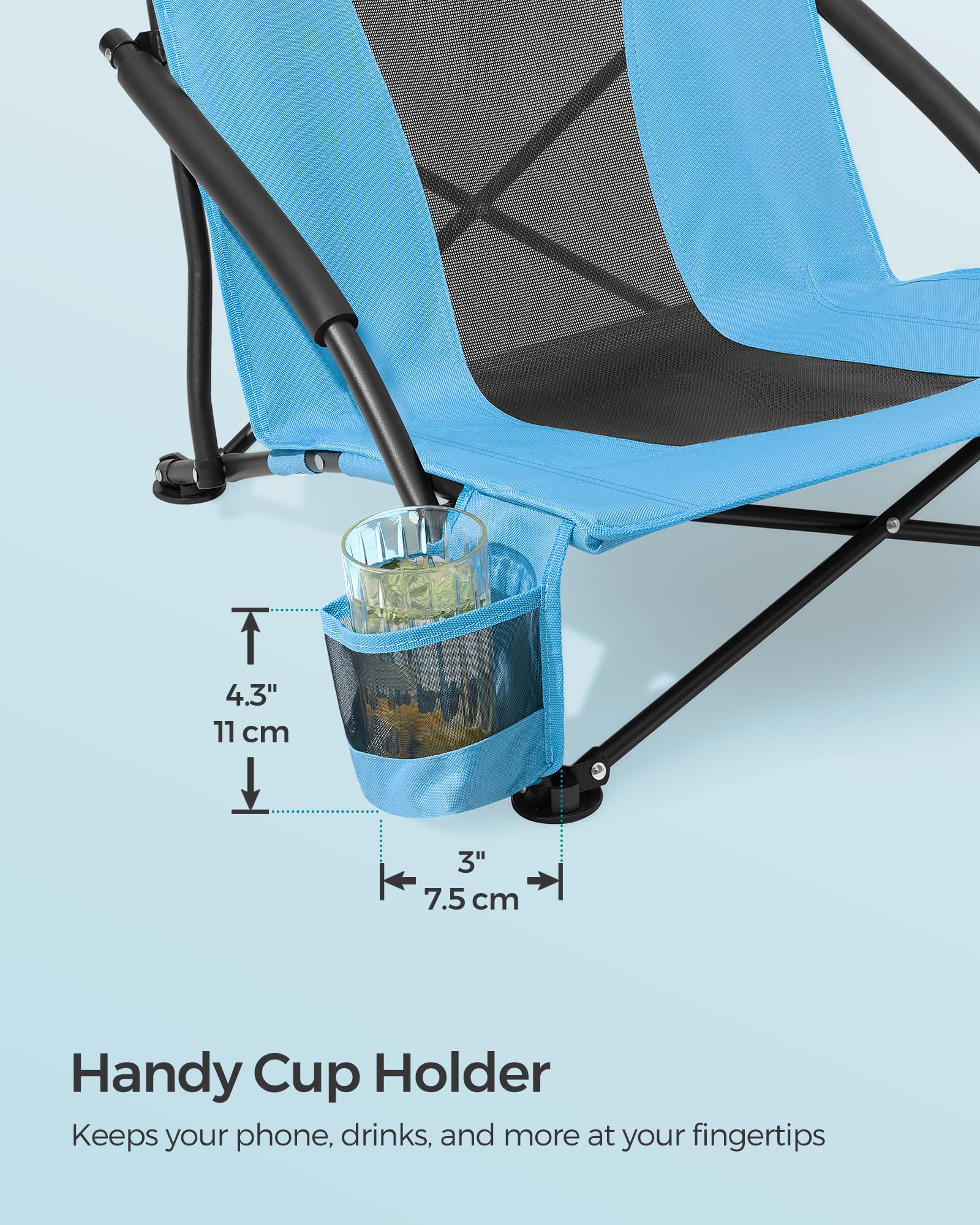 SONGMICS camping chair is ready for camping, fishing, picnics, and beach days.