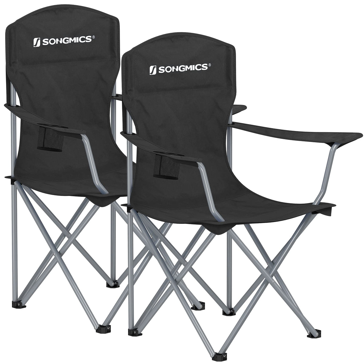 SONGMICS 2-pack folding chairs with full backrest offer comfortable outdoor seating.