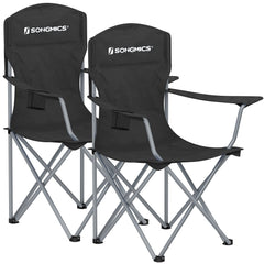 SONGMICS 2-pack folding chairs with full backrest offer comfortable outdoor seating.