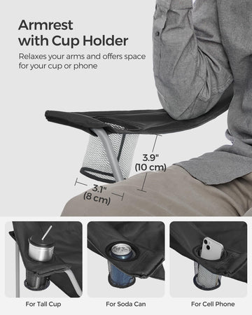 SONGMICS high-back patio chair offers relaxed seating during games or camping.