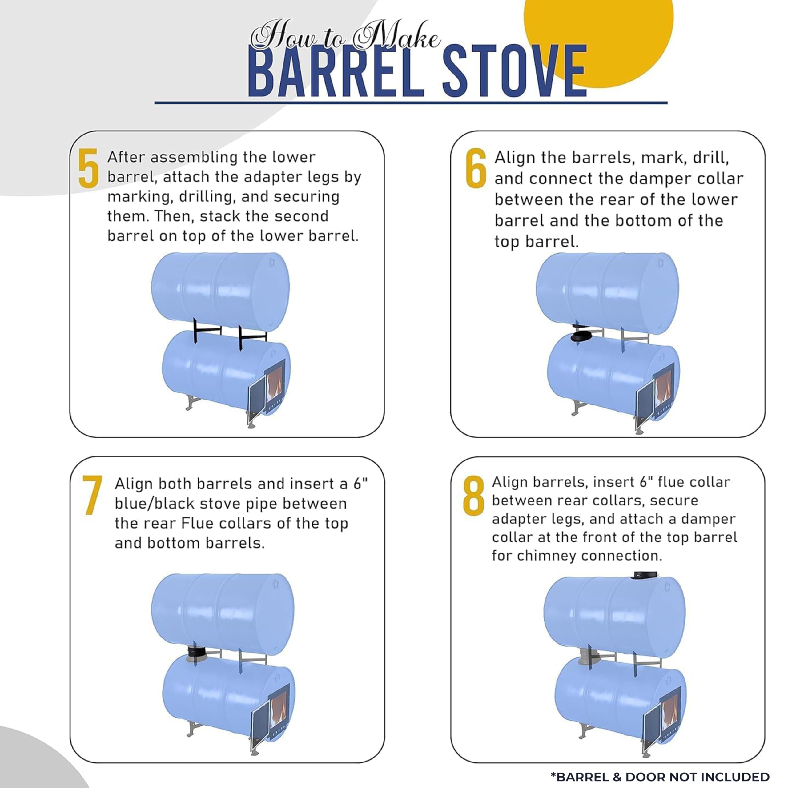 Sonret wood-burning stove kit materials highlight durable steel construction.