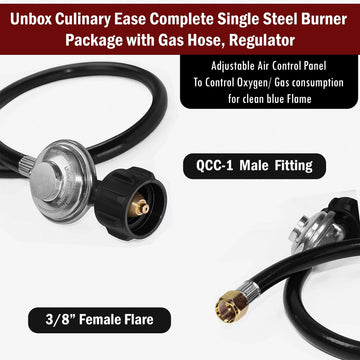 Sonret compact portable burner suited for camping, brewing, and turkey frying.