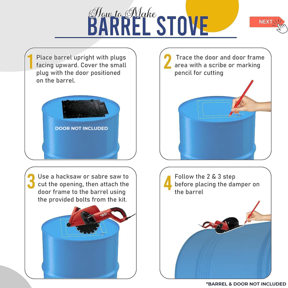 Sonret outdoor fire barrel kit supports emergency heating and cooking readiness.