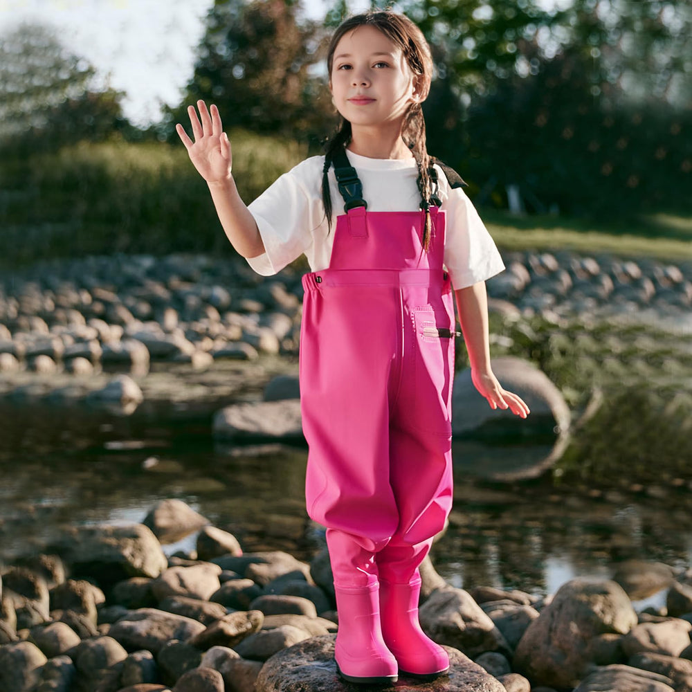 SooGree Kids Chest Waders in action showing reliable water protection.