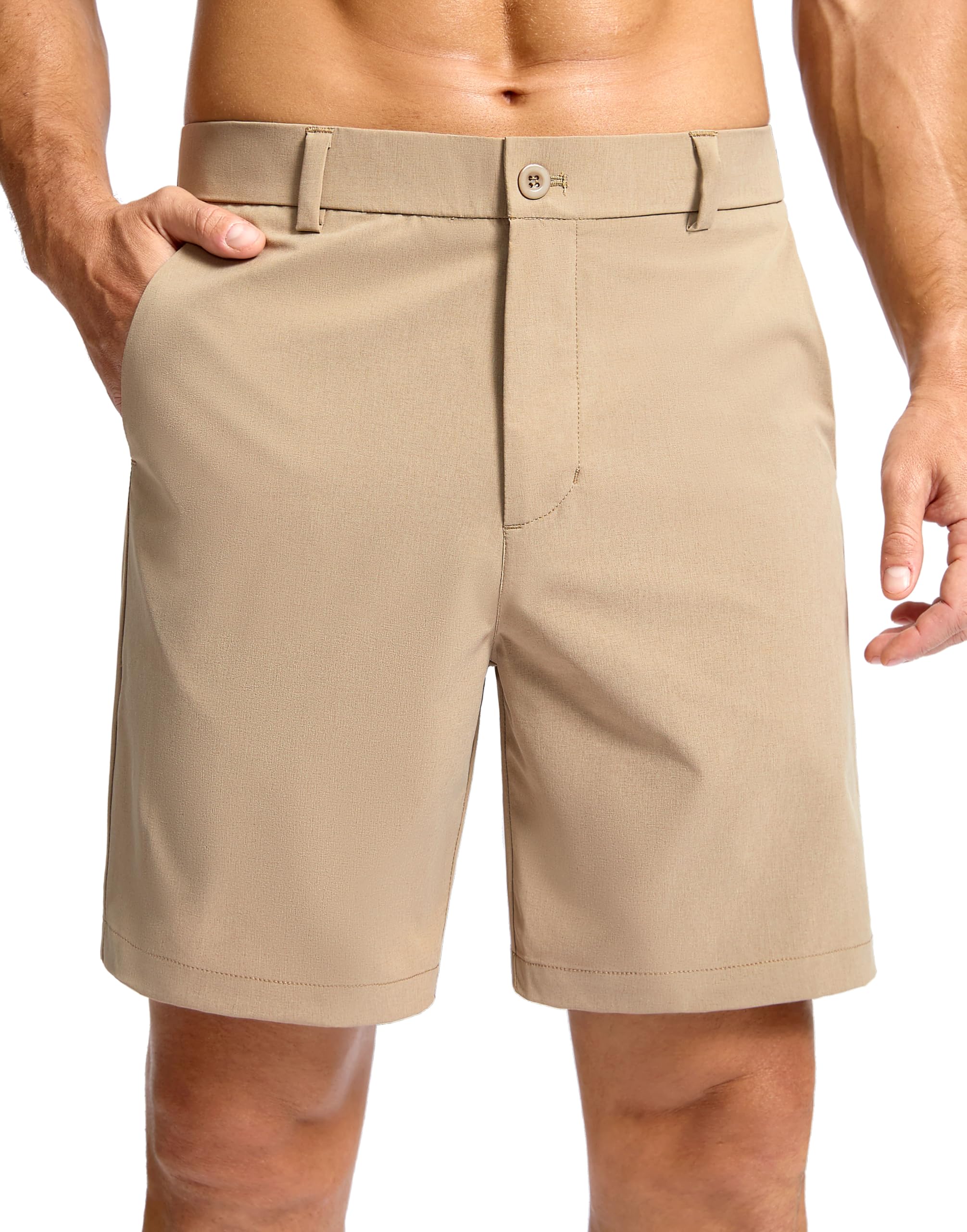 Soothfeel men's casual shorts 7in inseam with flat-front fit for versatile everyday wear